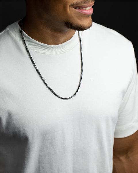 3 mm Fuchsschwanz-Halskette aus Edelstahl mit dunkel plattierter Oberfläche - Dux Black